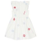 Girls White Embroidered Floral Dress, 1, hi-res