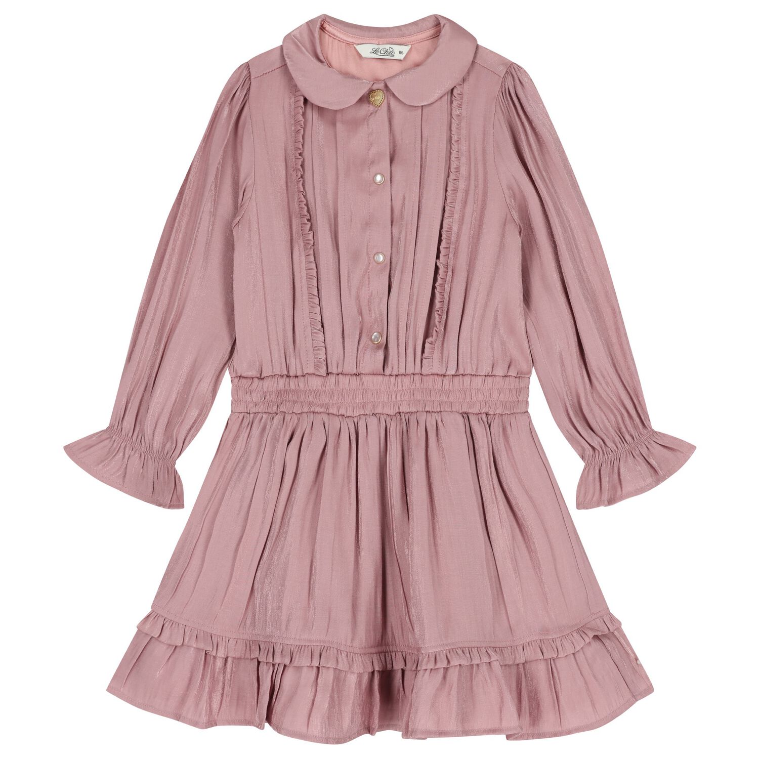 Girls Pink Satin Dress, 1, hi-res