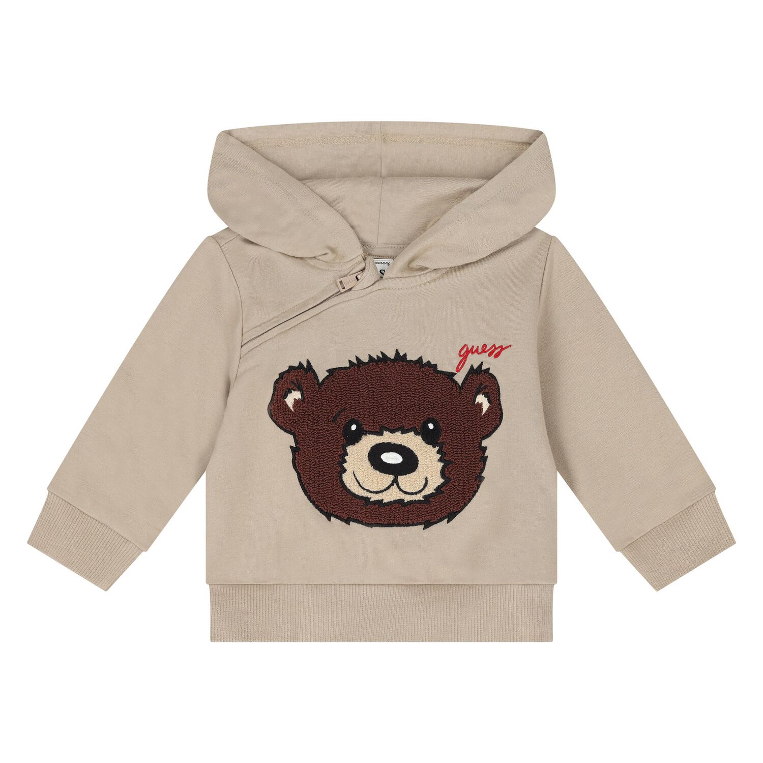 Baby Boys Beige Cotton Bear Tracksuit, 1, hi-res