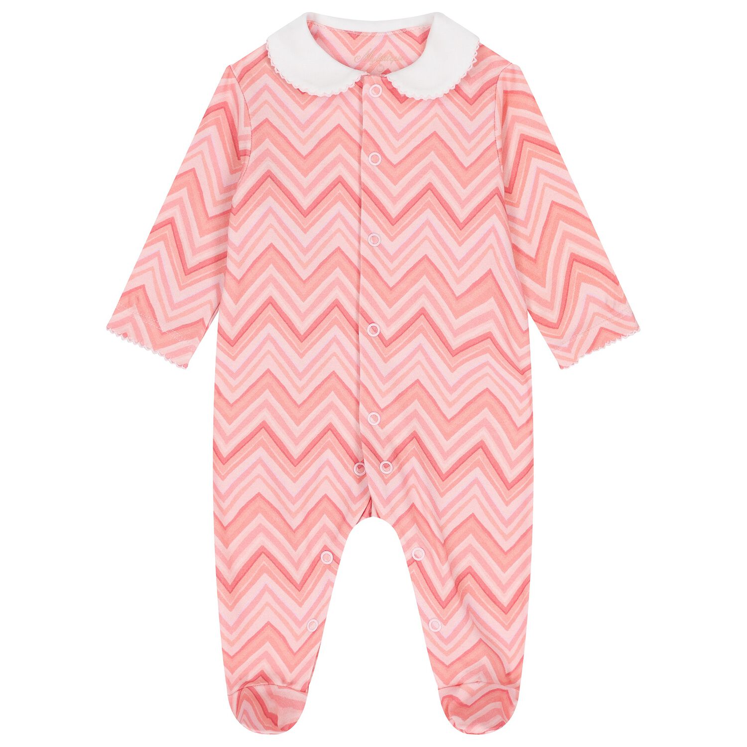 Baby Girls Pink Zig Zag Babygrow, 5, hi-res