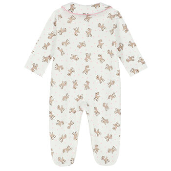Baby Girls Ivory & Pink Fawn Babygrow