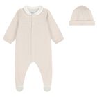 Beige Embroidered Teddy Bear Babygrow, 1, hi-res