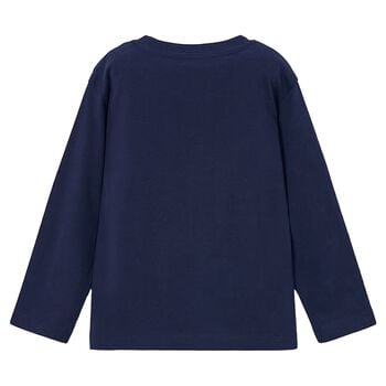 Boys Navy Blue Dog Long Sleeve Top