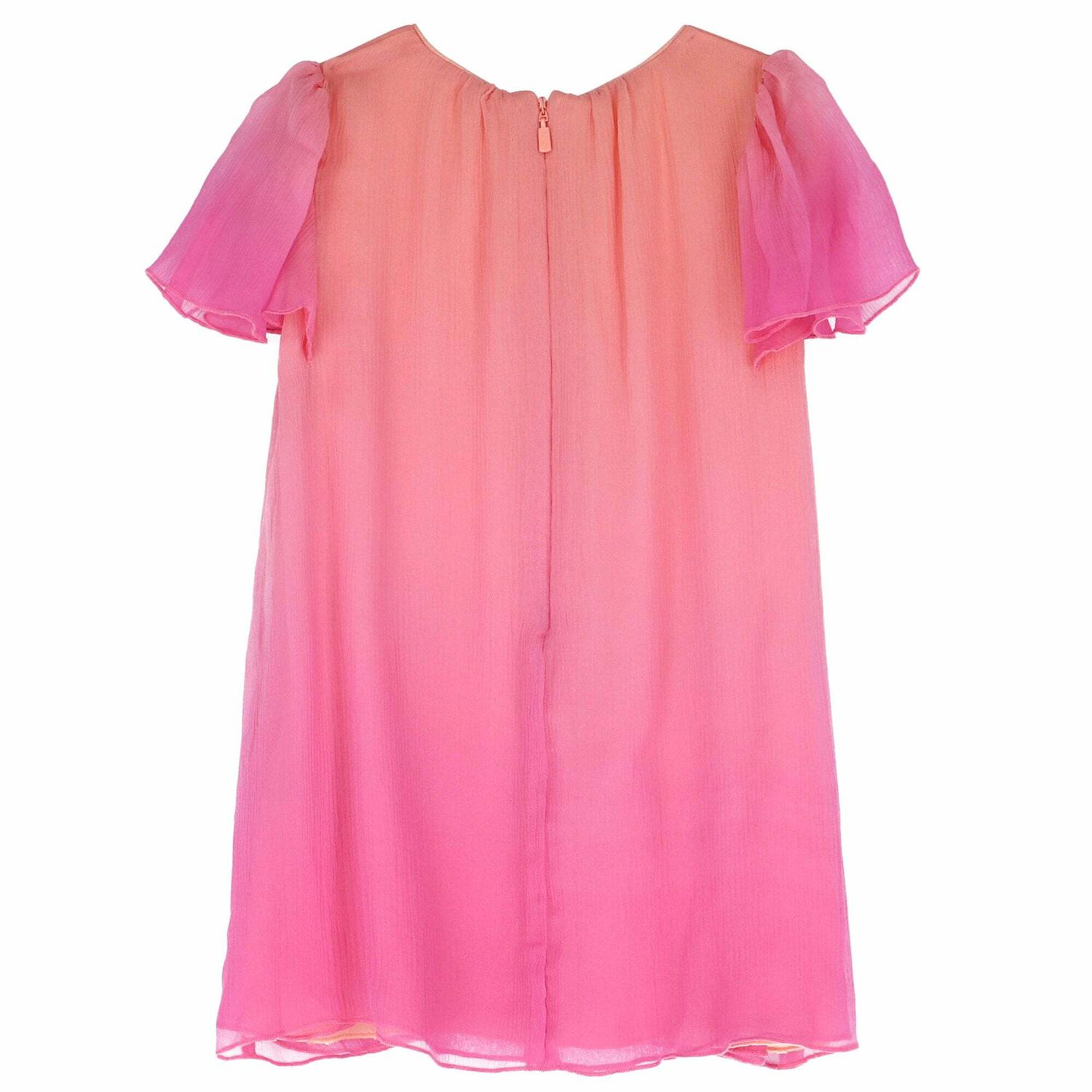 Younger Girls Pink Ombre Silk Dress, 1, hi-res