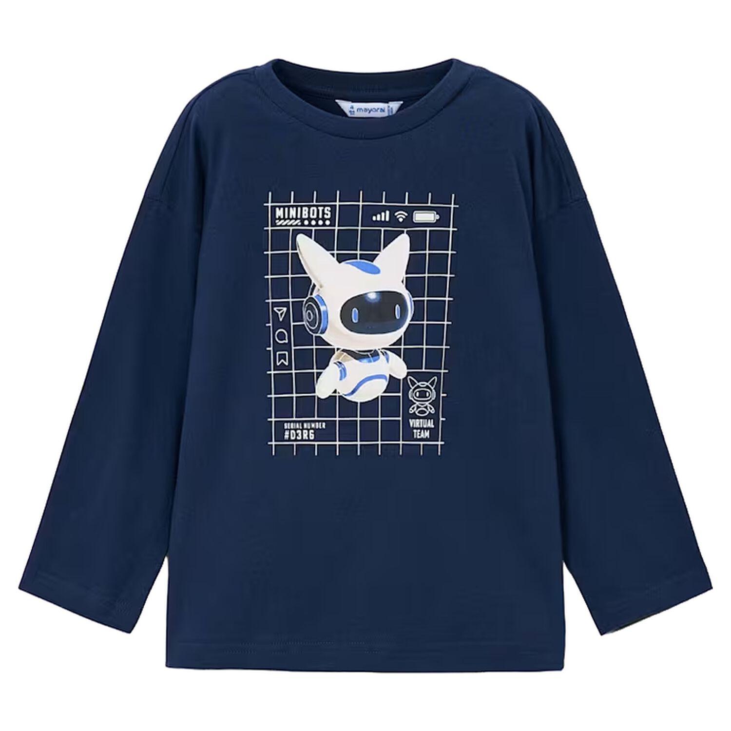 Boys Navy Blue Glow In The Dark Long Sleeve Top, 1, hi-res