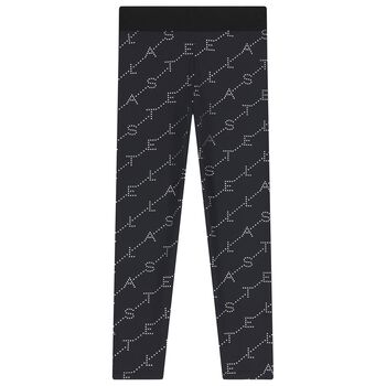 Girls Black Logo Leggings