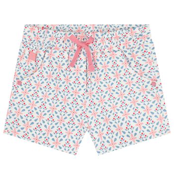 Girls White Floral Shorts