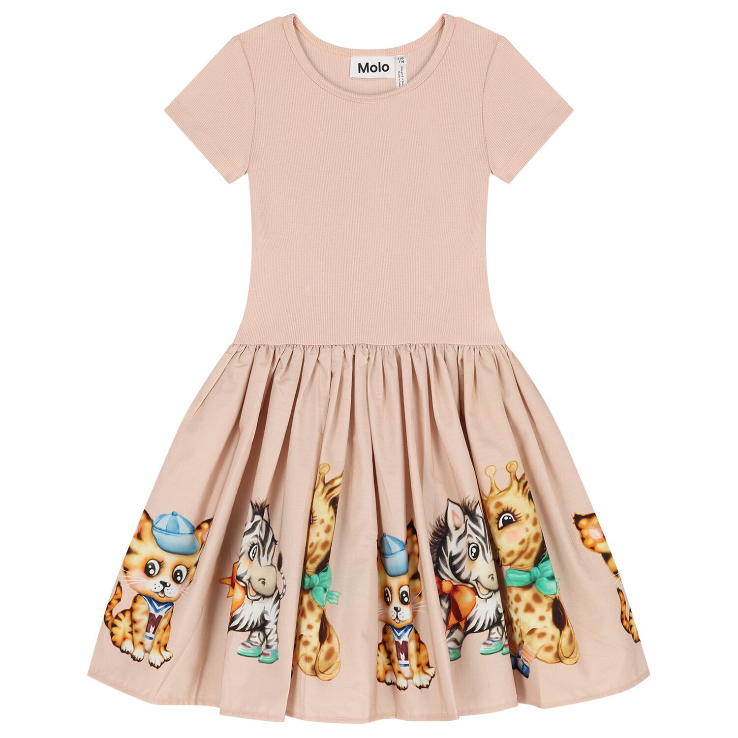 Girls Pink Animals Dress, 1, hi-res