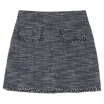 Girls Navy Blue Tweed Skirt