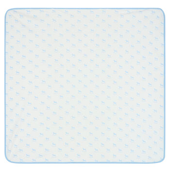 Baby Boys Ivory & Blue Horse Blanket