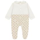 Baby Girls Ivory & Beige Logo Babygrow, 1, hi-res