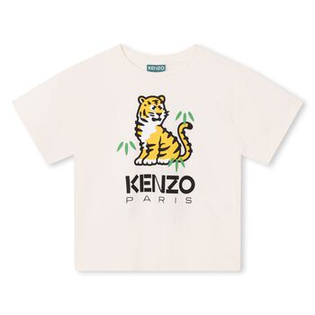 Girls Ivory Tiger Logo T-Shirt