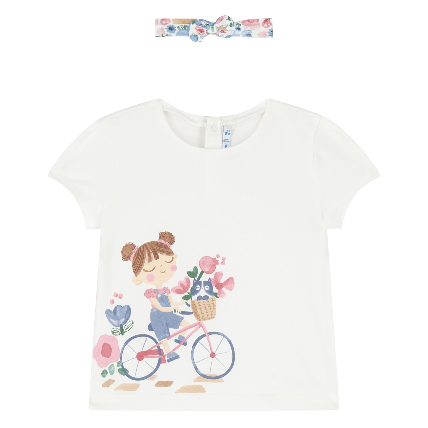 Younger Girls White T-Shirt & Headband Set, 1, hi-res image number null