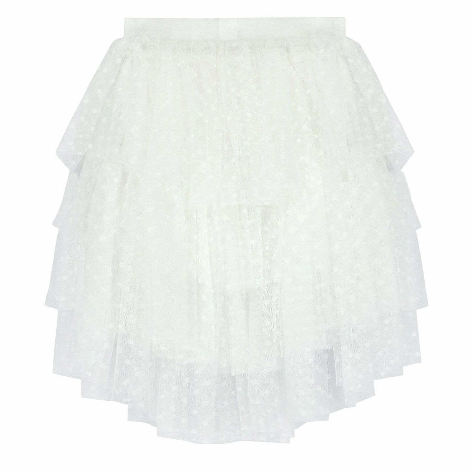 Girls White Tulle Skirt, 2, hi-res