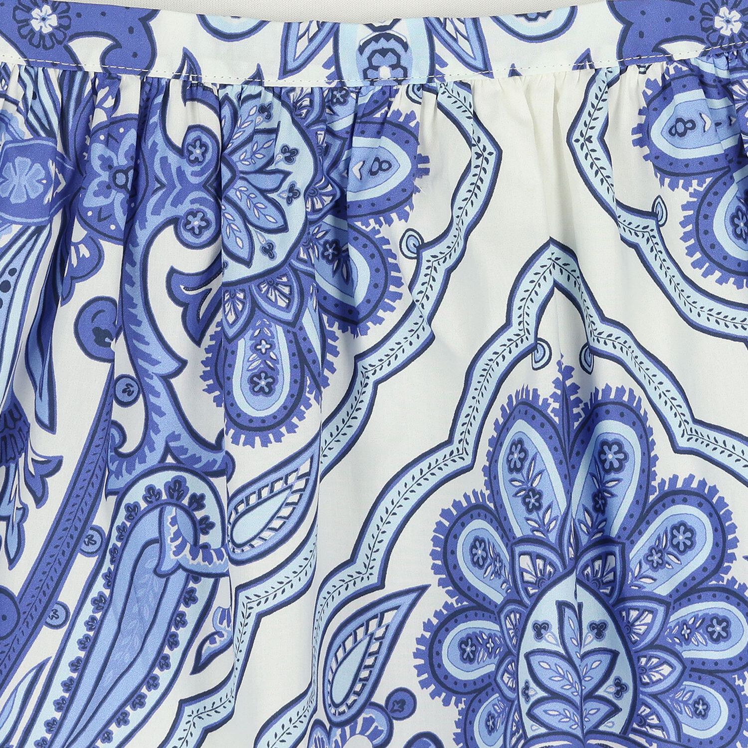 Younger Girls Ivory & Blue Floral Paisley Dress, 1, hi-res