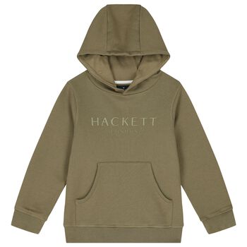 Boys Green Logo Hooded Top