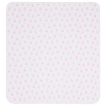 Kissy Kissy Baby Girls White & Pink Teddy Bear Time Blanket, 1 Baby Girls White & Pink Teddy Bear Time Blanket
