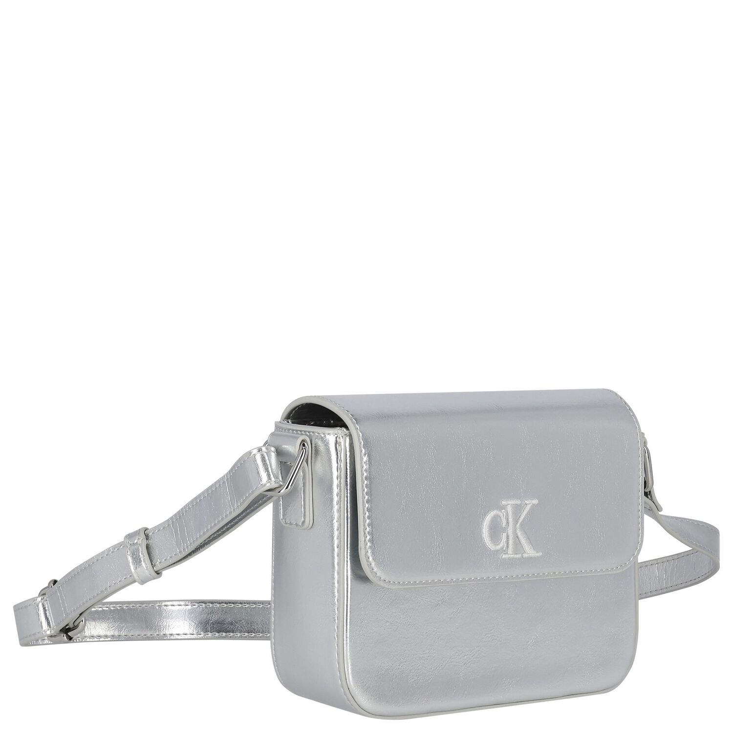Girls Silver Leather Handbag, 1, hi-res