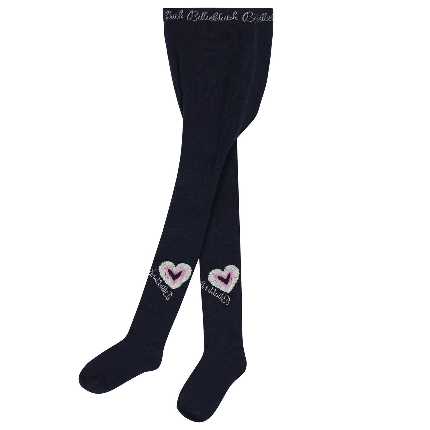 Girls Navy Blue Logo Heart Tights, 2, hi-res image number null
