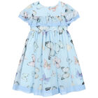 Girls Blue Butterfly Chiffon Dress, 1, hi-res
