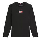 Boys Black Logo Long Sleeve Top, 1, hi-res