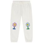 Girls Ivory Flower Joggers, 1, hi-res