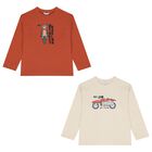 طقم تيشيرت باللون البيج والبرتقالي للأولاد ( قطعتين ), 3, hi-res