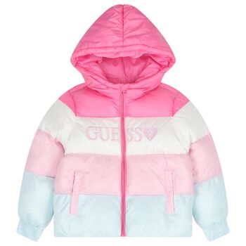 Girls Pink Logo Padded Puffer Jacket