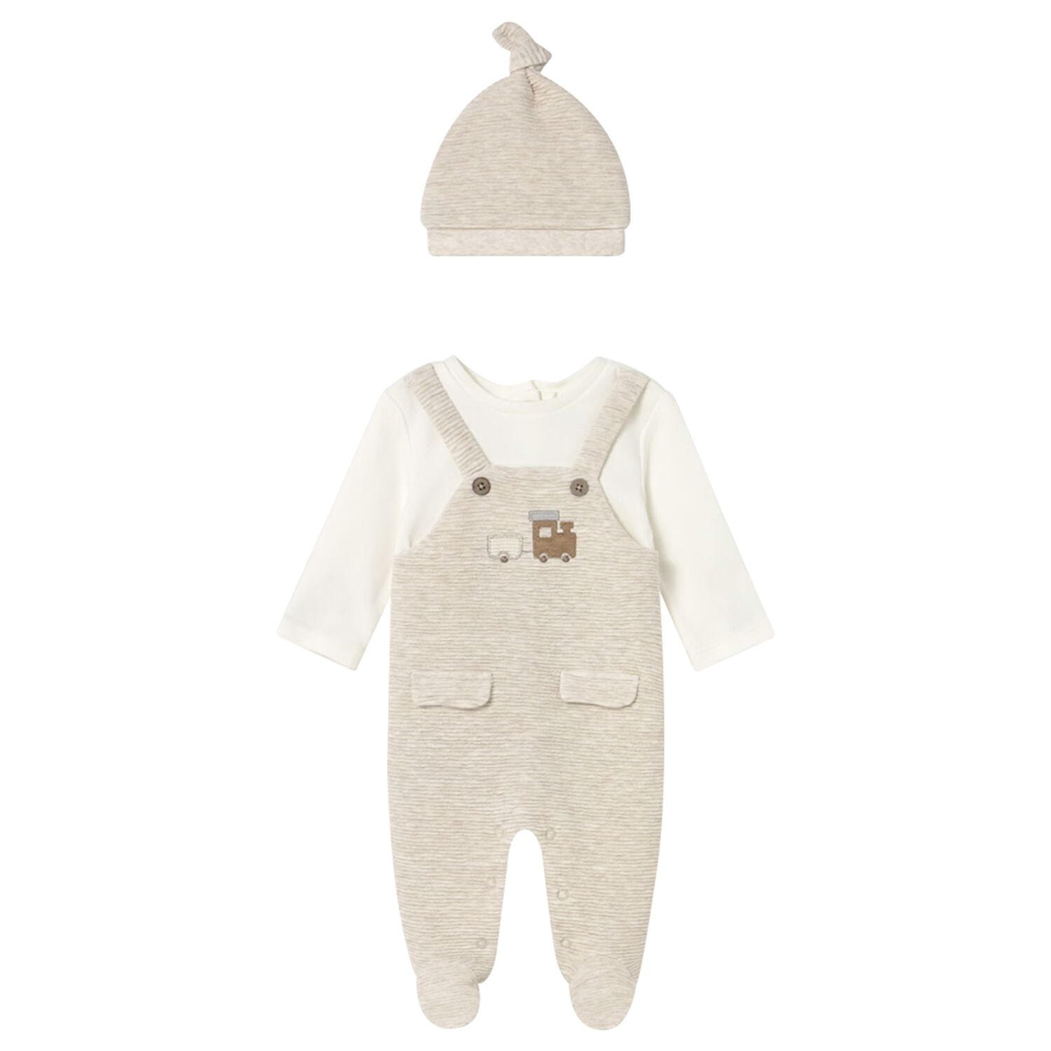 Ivory & Beige Babygrow Set, 1, hi-res