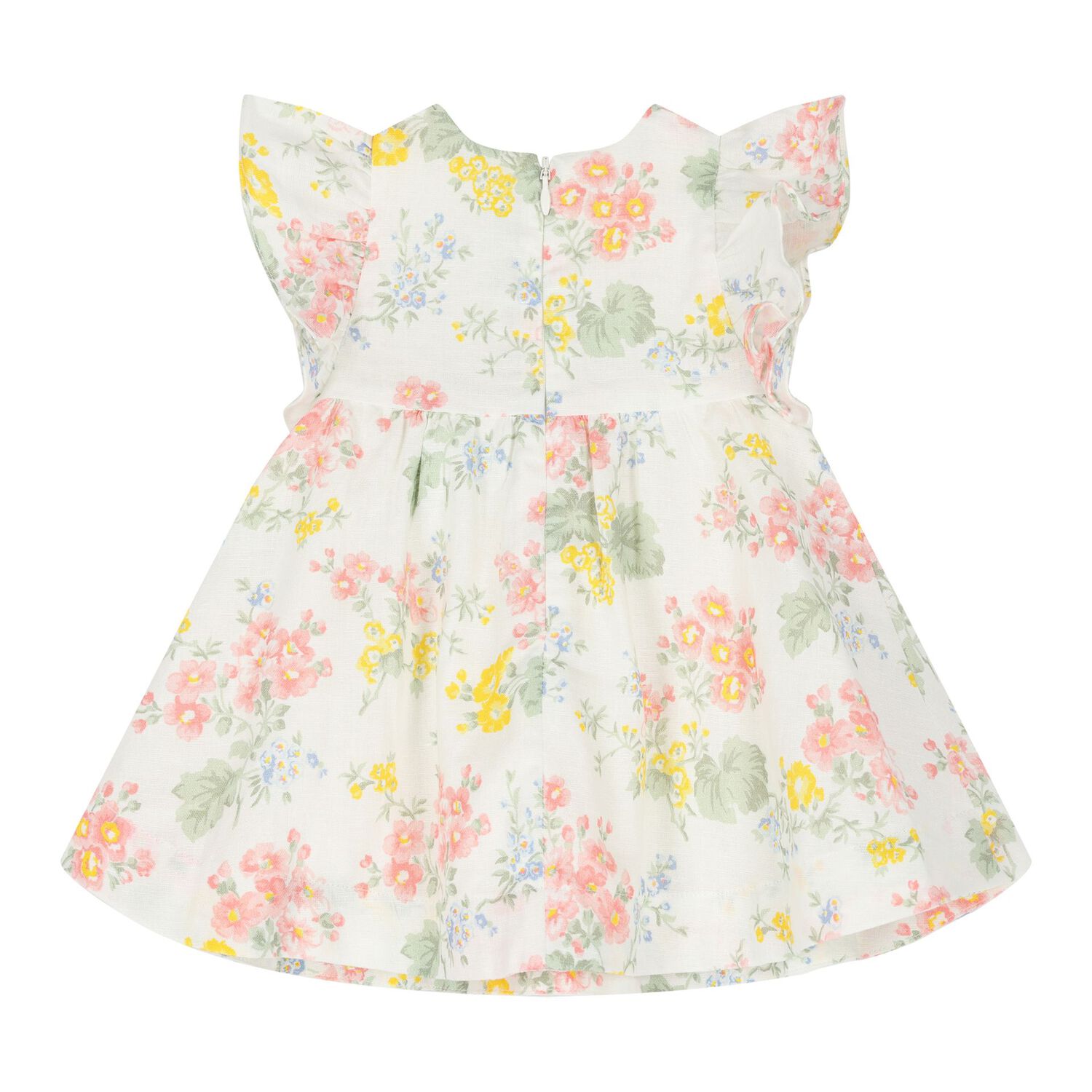 Baby Girls Ivory Floral Dress, 1, hi-res