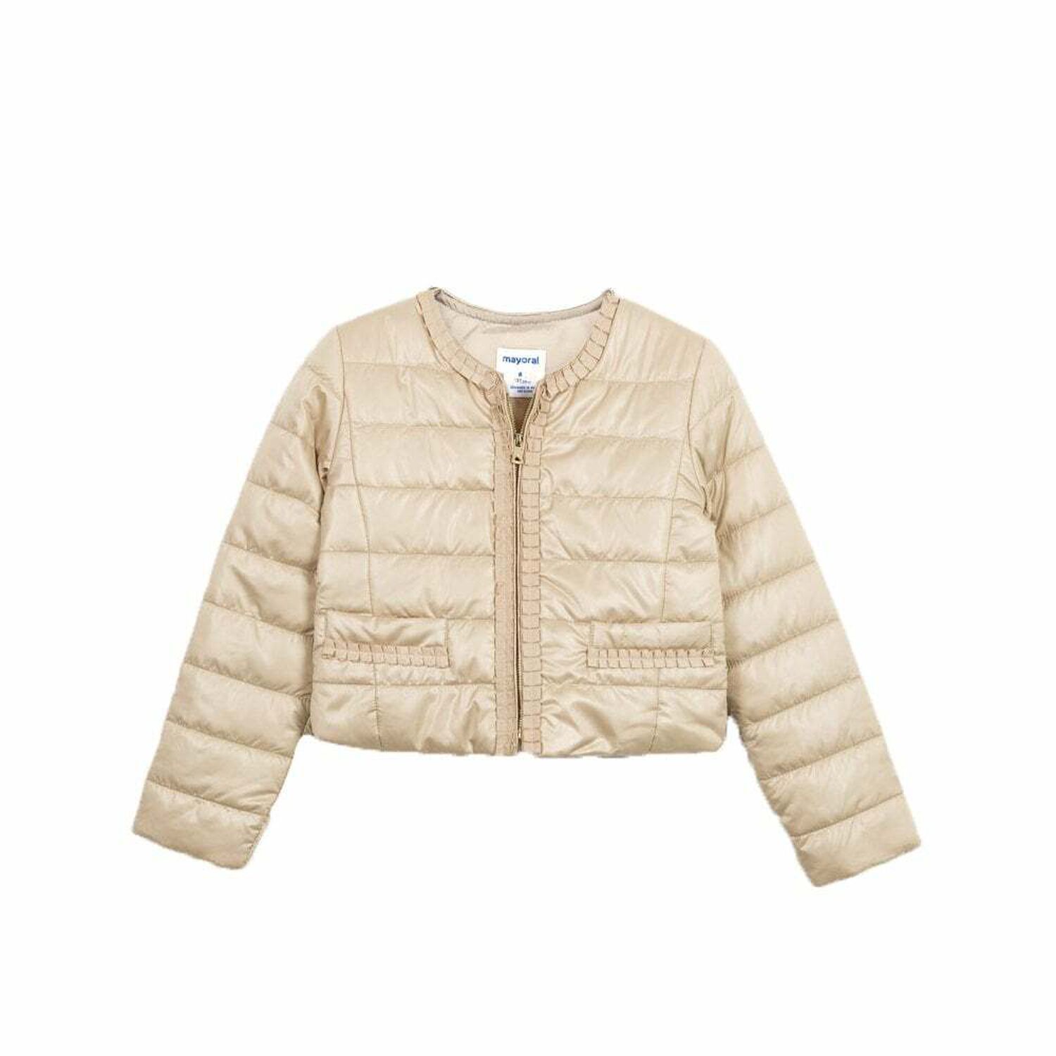 Girls Gold Puffer Jacket, 1, hi-res