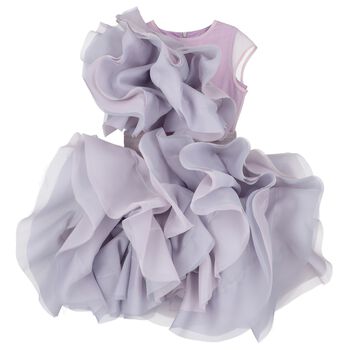 Girls Purple Flower Organza Dress