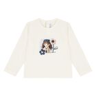 Younger Girls Ivory & Navy Blue Floral Tracksuit Set, 2, hi-res