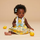 Baby Girls Gold Lemon Jacquard Dress Set, 1, hi-res