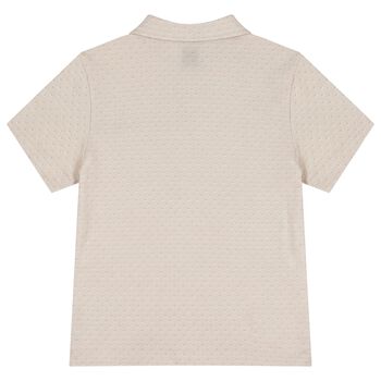 Boys Beige Logo Polo Shirt