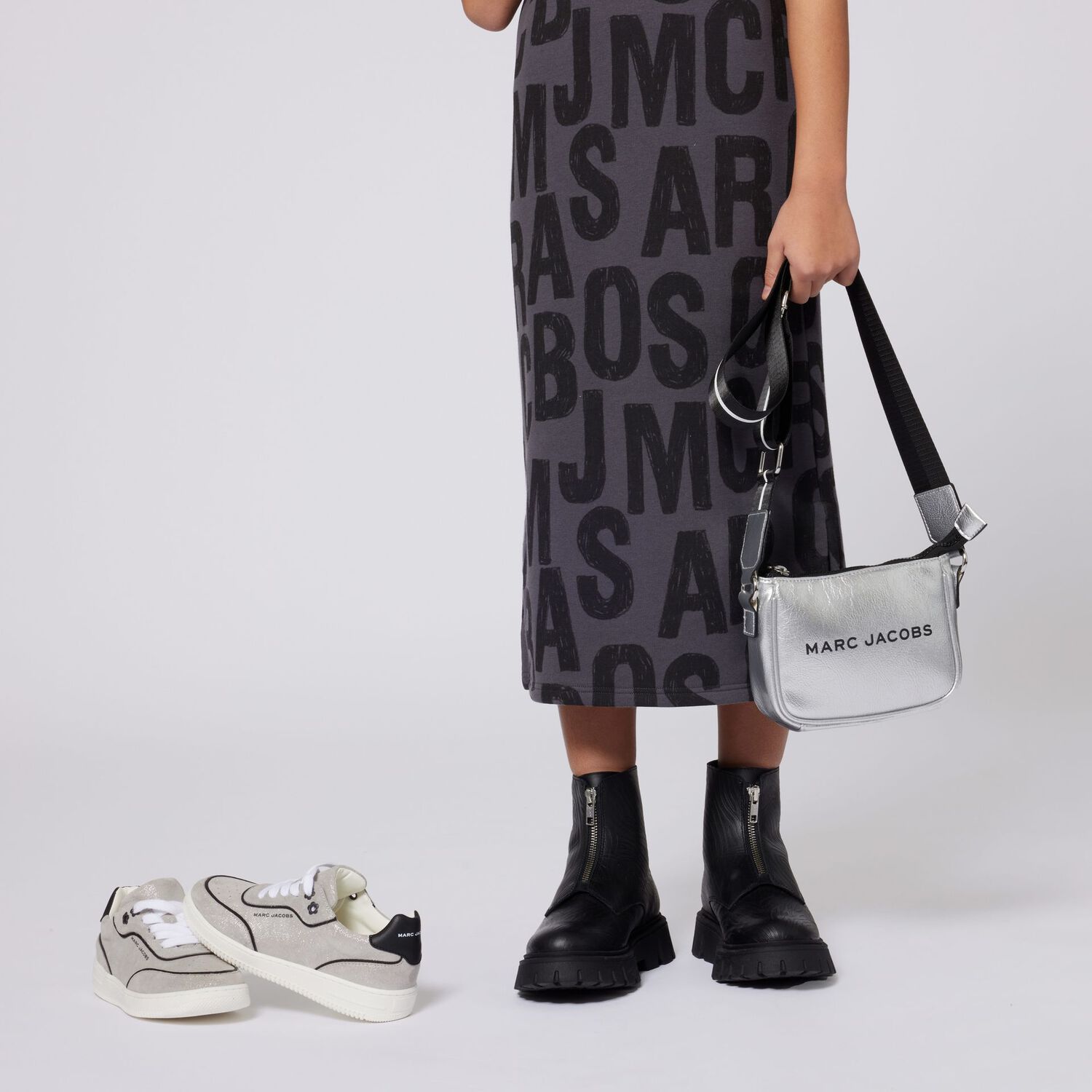 حقيبه يد من الجلد للبنات باللون الفضى, 1, hi-res