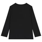 بلوزة بأكمام طويلة بشعار أبيض وأسود للأولاد (عبوة من قطعتين), 1, hi-res