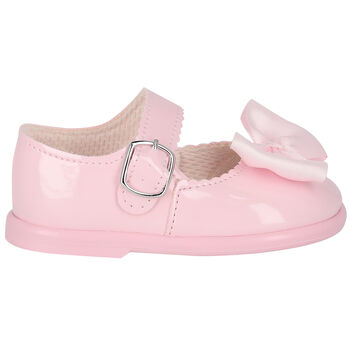 حذاء بنات قبل المشى جلد باللون الوردى