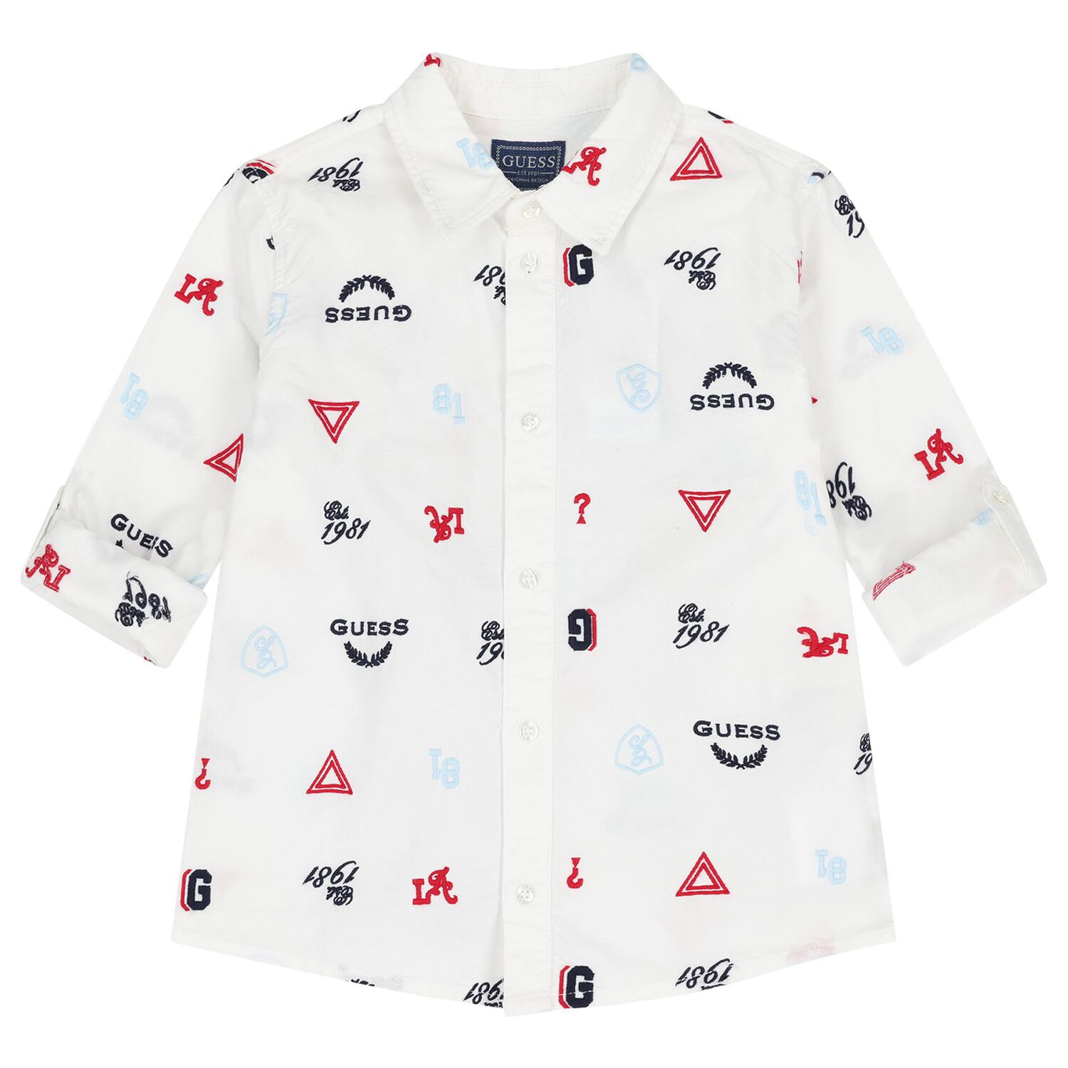 Boys White Logo Shirt, 1, hi-res