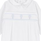 Baby Boys White & Blue Dots Babygrow, 1, hi-res