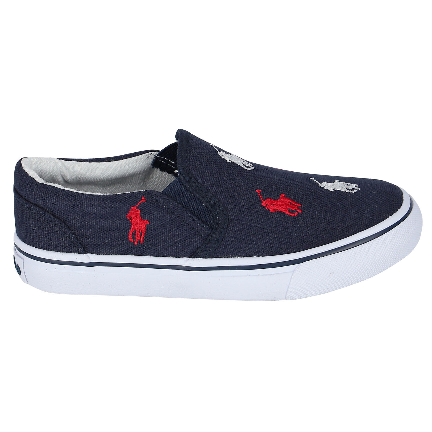 Boys Navy Logo Trainers, 1, hi-res