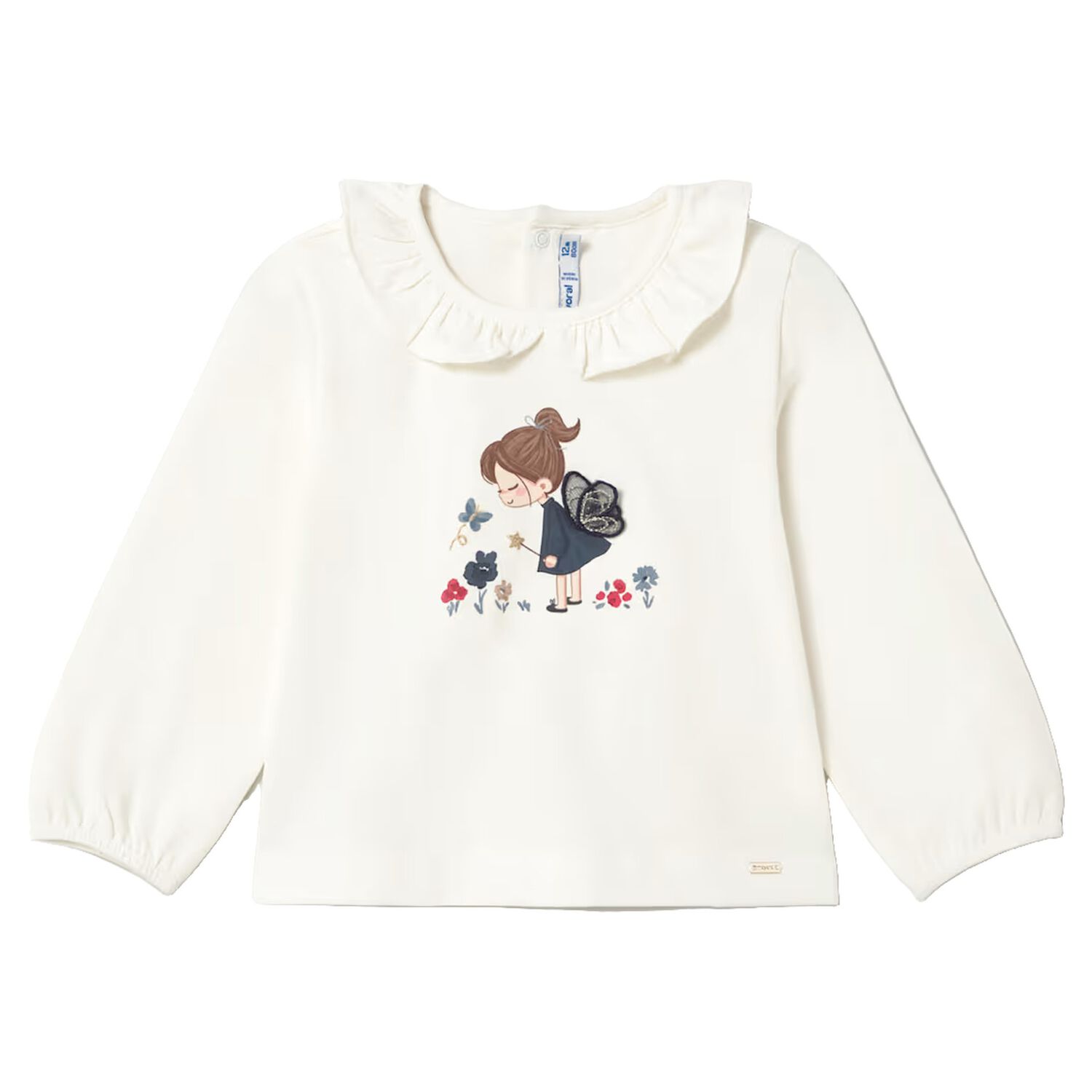 Younger Girls White Fairy Long Sleeve Top, 3, hi-res