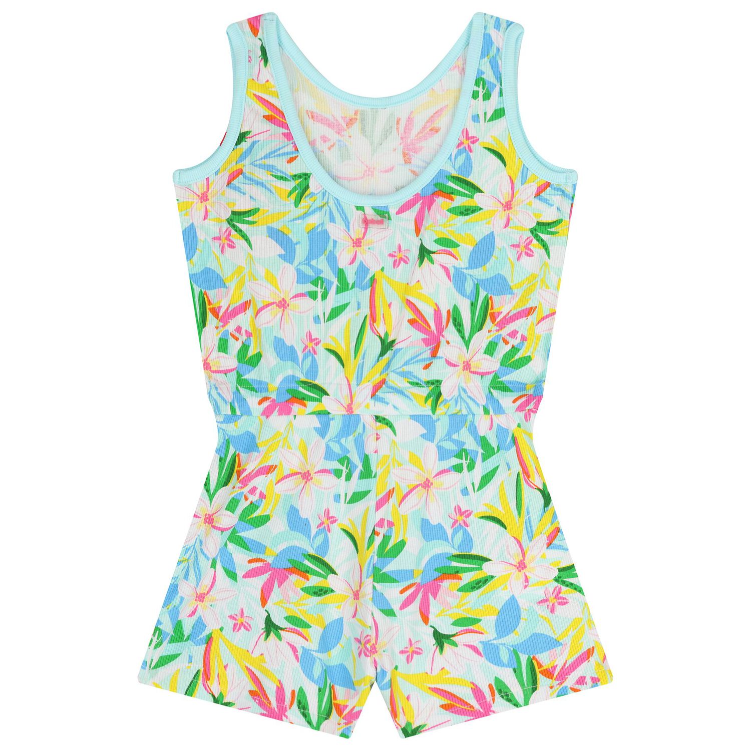 Girls Multi-Coloured Floral Playsuit, 1, hi-res