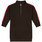 فستان سويت شيرت بالشعار باللون البنى, 1, hi-res