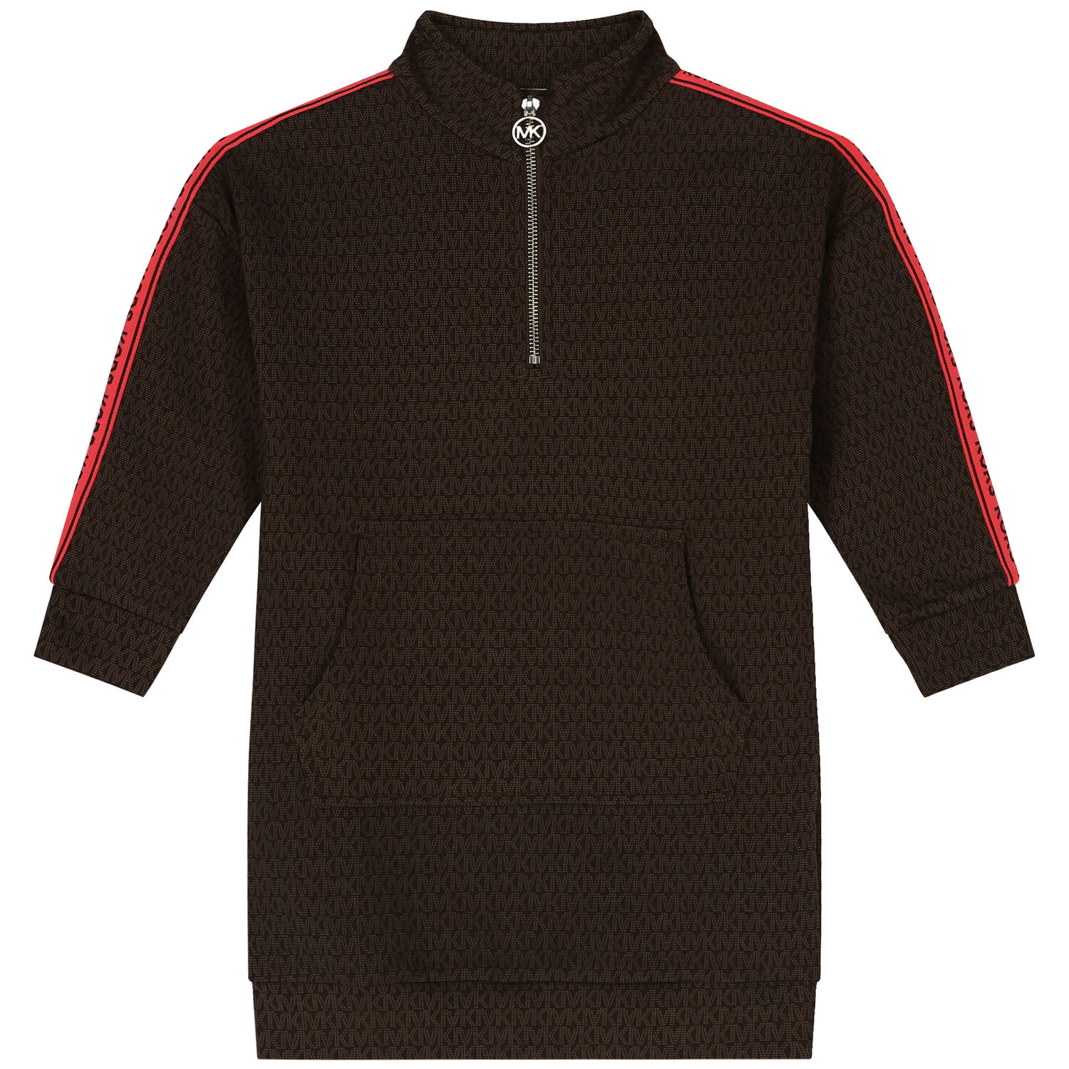 فستان سويت شيرت بالشعار باللون البنى, 1, hi-res image number null