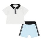 Baby Boys White & Blue Ikonik Shorts Set, 1, hi-res