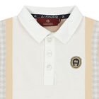 تيشيرت بولو بالشعارباللون الأبيض والبيج للأولاد, 1, hi-res