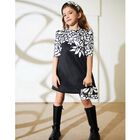 فستان زهري للبنات باللونين الأبيض والأسود, 1, hi-res