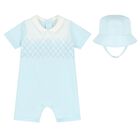 Baby Boys Blue Romper Set, 1, hi-res