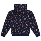 توب هودى بنات بالشعار باللون الكحلى, 1, hi-res